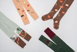 Kids’ brown-turquoise cotton leggings Vegetables