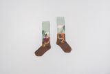 Kids’ Brown-turquoise Knee Socks Vegetables