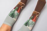 Kids’ Brown-turquoise Knee Socks Vegetables