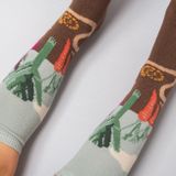 Kids’ Brown-turquoise Knee Socks Vegetables