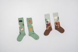 Kids’ Brown-turquoise Knee Socks Vegetables