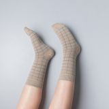 Beige Socks Colorful Grid