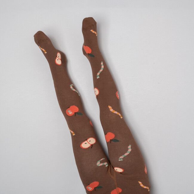 Kids' Brown Cotton Tights Apples