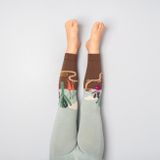 Kids’ brown-turquoise cotton leggings Vegetables