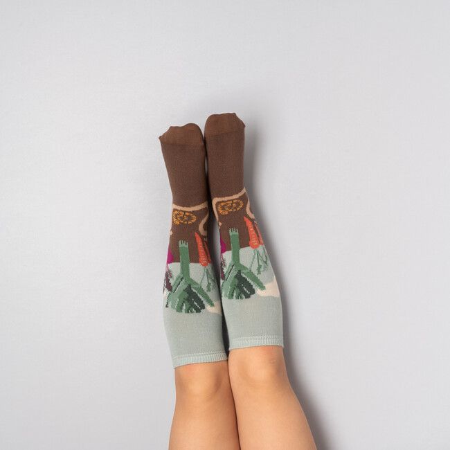 Kids’ Brown-turquoise Knee Socks Vegetables