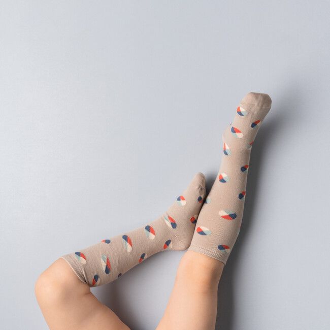 Kids’ Beige Knee-High Socks Balls