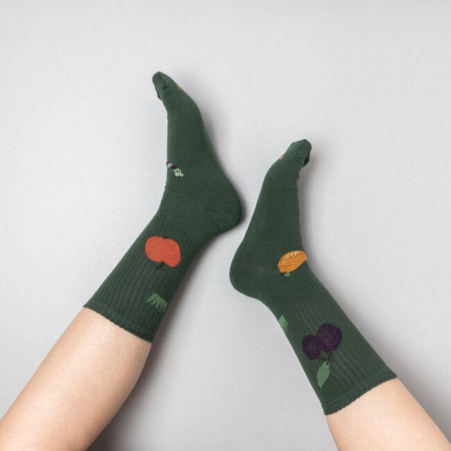 Dark Green Socks Fruits